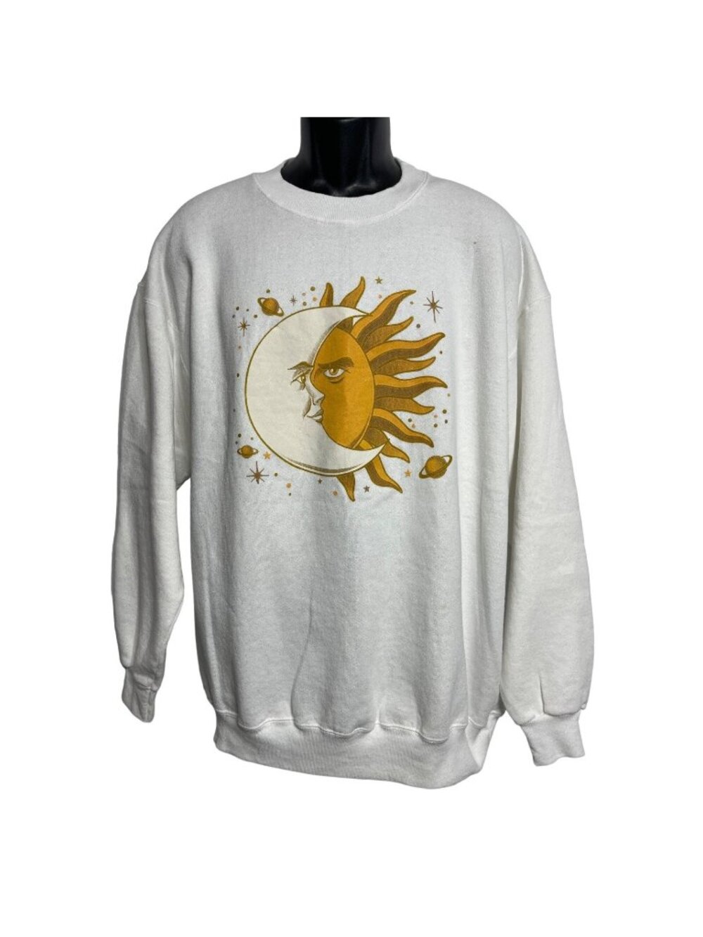 Vintage Gildan Midweight Sweatshirt 90's Moon Sun Planets Stars Size XL